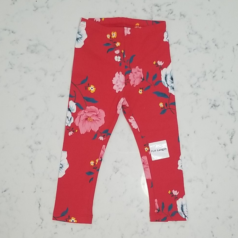 Old Navy Baby Girl Red Floral Leggings Sz. 2T